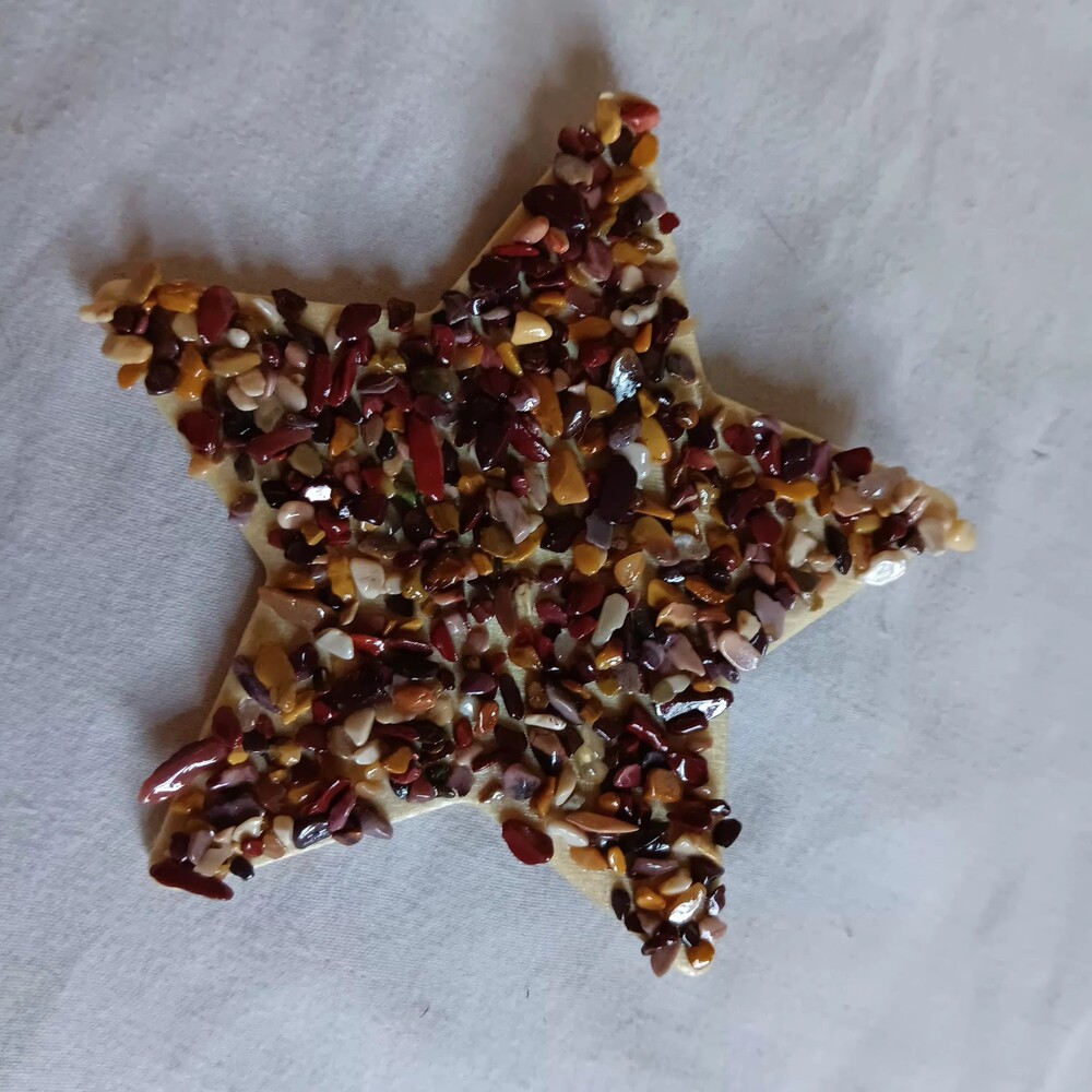 Star Magnet with Multicolor Polished Natural Stones Decorative Crystal